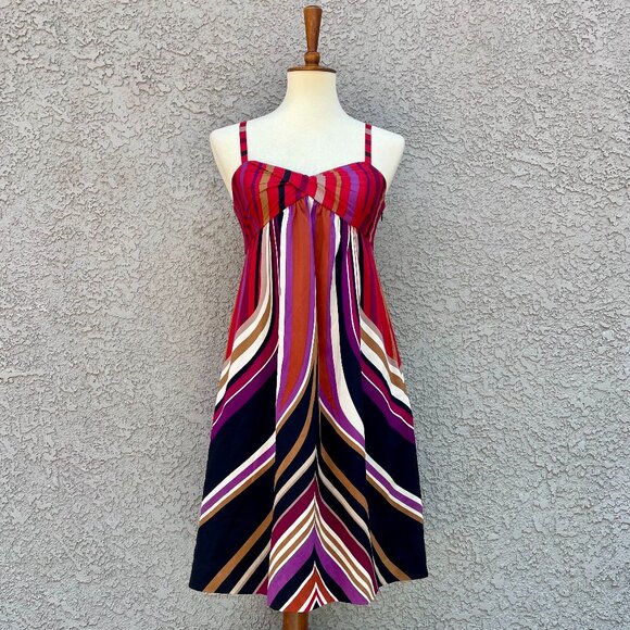 Banana Republic Factory Silk Striped Sundress, Size 4 - Picture 1 of 7